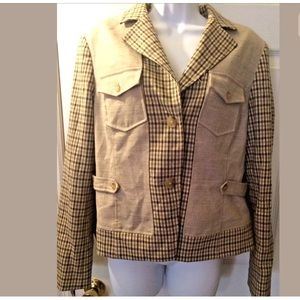 DONCASTER Plaid Jacket Tan Brown Wool Career